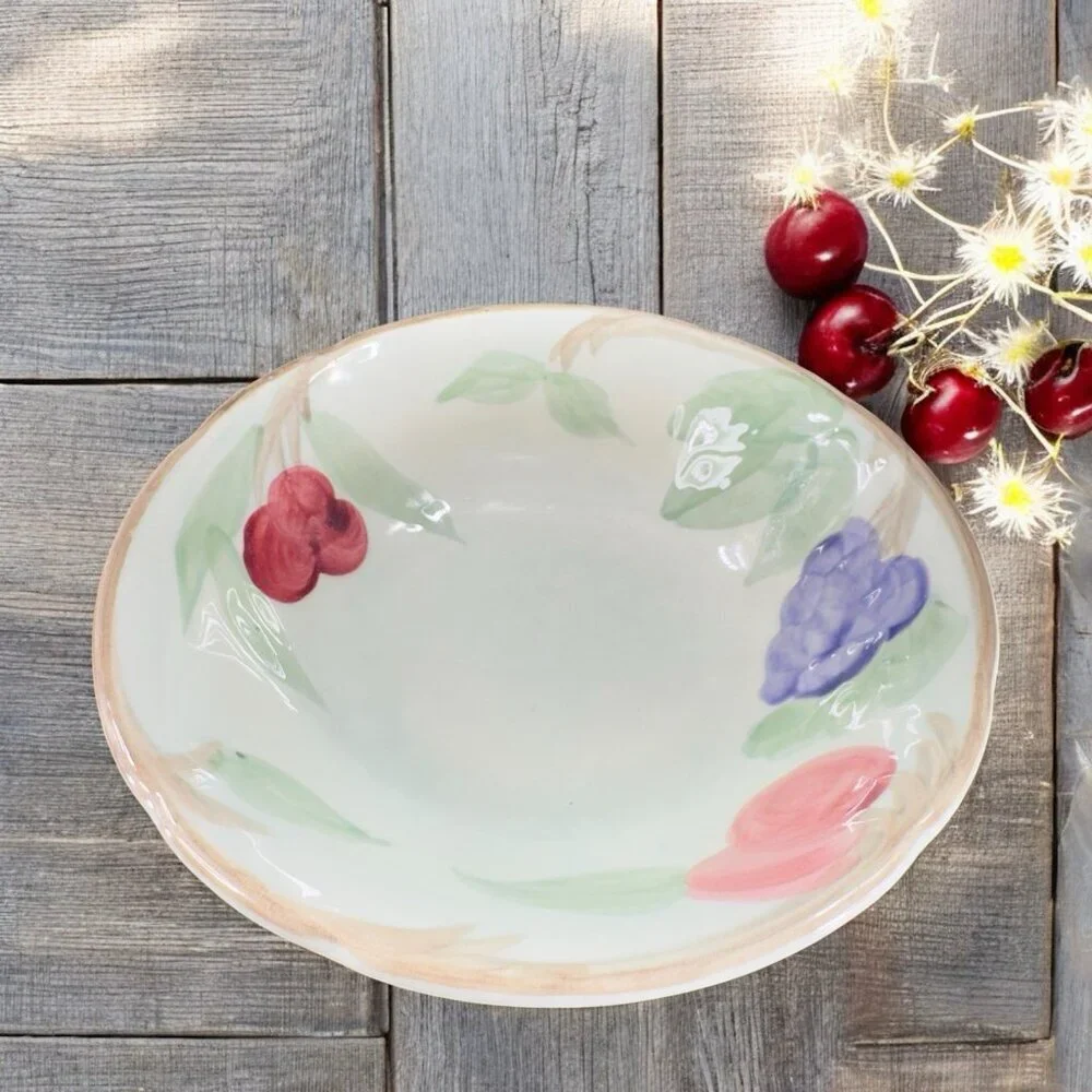 Franciscan Bountiful Bowl Dish Set 3 Pottery Bowls Fruit Plum‎ Cherries Grapes